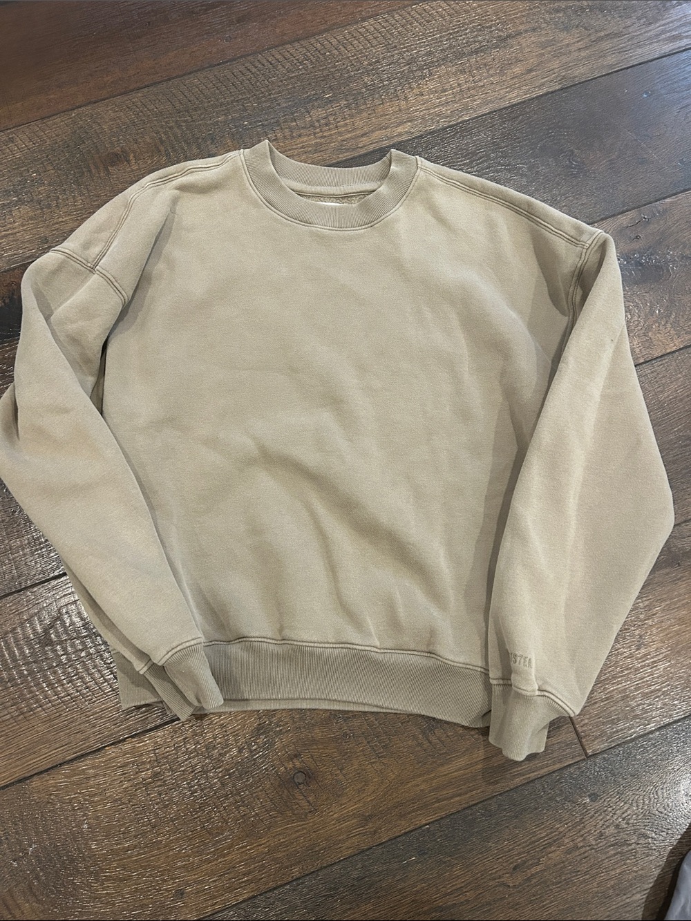 Hollister Men's Crewneck Sweatshirt in Light Tan